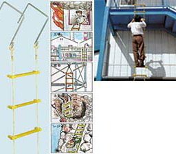 ヤツヤ式縄ばしご 10ｍ 大カギ付き [ 避難はしご 梯子 10メートル 住宅3階～4階 避難ロープ 緊急用ロープ 耐荷重:100kg ロープ式 はしご型 救命 防災 地震対策 火事対策 火災 災害 揺れにくい 安心 安全 送料無料 ]