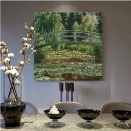 父の日 母の日　クロード・モネ 睡蓮の池と日本の橋 油絵 風景画 壁掛け 名画 ファブリック パネル オシャレ インテリア アートパネル リビング プレゼント 送料無料