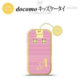 SH-03M キッズケータイSH-03M スマホケース ソフトケース ボーダー 細 ピンク +アルファベット メンズ レディース nk-sh03m-tp1286i