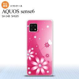 SH-54B SHG05 AQUOS sense6 スマホケース ソフトケース 花柄 ガーベラ ピンク メンズ レディース nk-sens6-tp066