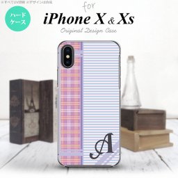 【iPhoneX】【スマホケース/スマホカバー】【アイフォンX】iPhoneX スマホケース ケース アイフォンX イニシャル チェック・ボーダー 紫 nk-ipx-1601ini【メール便送料無料】