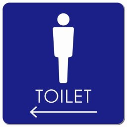 トイレ 御手洗 TOILET トイレマーク A2男 左 矢印 ピクトサイン マグネットステッカー マグネット 強力 正方形 13x13cm サイン インテリア 施設 案内