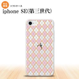 iPhoneSE 3 iPhoneSE 3 スマホケース ソフトケース アーガイル クリア ピンク メンズ レディース nk-ise3-tp1412