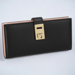 フェラガモ 長財布 レディース ブランド Ferragamo 220522CALF NE NP 770 845 ブラック/ピンク