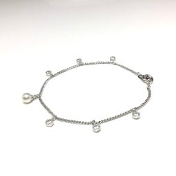 真珠 ブレスレット パール アコヤ真珠 5.0-5.5mm ホワイトピンク シルバー チェーン ジルコン 67750 イソワパール