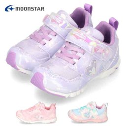 ムーンスター moonstar 女の子 キッズ ジュニア スニーカー LV 1134 パープル ピンク マルチ LUVRUSH リボン ベルクロ 子供靴 運動靴  