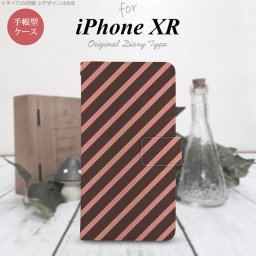 iPhoneXR iPhone XR 手帳型スマホケース カバー ストライプ 茶 ピンク  nk-004s-ipxr-dr714