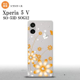 Xperia 5V Xperia 5V スマホケース 背面ケースソフトケース 花柄 ガーベラ オレンジ 2023年 10月発売 nk-xp55-tp801