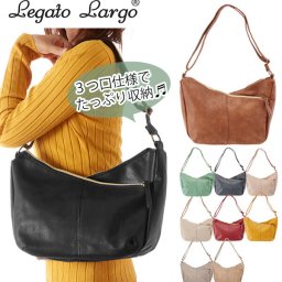 ショルダーバッグ Legato Largo レガートラルゴ 通販 レディース ななめ掛け 3つ口 ミニショルダー バッグ シンプル スモーキー シボ 合皮 ショルダー 調節 多収納 多機能 フェイクレザー ポケット ななめ掛けバッグ 軽量 軽い 旅行 カジュアル バナナ型 斜め掛け バック