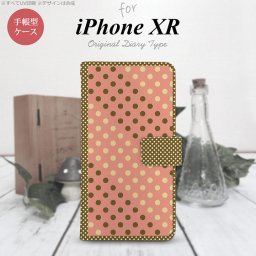 iPhoneXR iPhone XR 手帳型スマホケース カバー ドット 水玉 サーモンピンク 茶  nk-004s-ipxr-dr1641