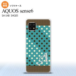 SH-54B SHG05 AQUOS sense6 スマホケース ソフトケース ドット 水玉 C 青緑 茶 +アルファベット メンズ レディース nk-sens6-tp1654i