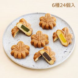もみじ饅頭 6種24個入 詰合せ 1箱 まんじゅう 和菓子 こしあん つぶあん 抹茶 クリーム チョコ もも デザート あんこ スイーツ もみじまんじゅう 宮島 広島名物 名菓 お取り寄せスイーツ