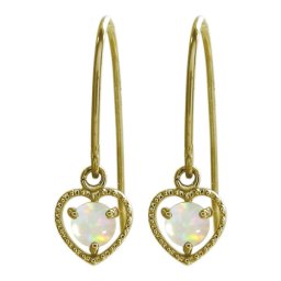 K18 ハート ピアス オパール 一粒 ピアス ミル打ち ピアス
