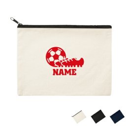 サッカー1  名入れフラットポーチLサイズ ポーチ マルチケース 小物入れ 収納 おもちゃバッグ クラッチバッグ 推し活 名入れ 名入れグッズ  メンズ レディース オリジナル お揃い オーダーメイド  団体　スポーツ　人気