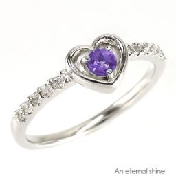 指輪 ハート アメジスト 2月誕生石 ダイヤモンド プラチナ900 ダイヤ 0.1ct リング pt900 エタニティリング ピンキーリング ファランジリング レディース ジュエリー アクセサリー プレゼント ギフト 人気 おすすめ 送料無料