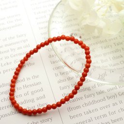 ≪1年保証付き≫ 赤珊瑚4ミリ 丸玉 上品 希少 貴重 大人 女性 レディース ブレスレット 3月 誕生石 珊瑚 アクセサリー ジュエリー  還暦祝 赤 結婚 35周年  プレゼント 本珊瑚 さんご サンゴ