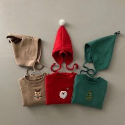 ベビー クリスマス Christmas 仮装 トナカイ ロンパース ニット キャップ 帽子 上下セット ニューボーンフォト ベビー服 コスチューム コスプレ