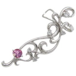 イヤーカフ ピアス・イヤークリップ・K18・ピンクサファイアピアス