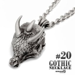 ゴシックトップネックレス ドラゴンヘッド 竜 ファンタジー ペンダント 大ぶり ブラック 黒 喜平チェーン ステンレスチェーン パンク ロック 父の日