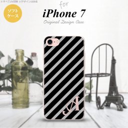 【iPhone7】【スマホケース/スマホカバー】【アイフォン７】iPhone7 スマホケース ケース アイフォン７ ソフトケース イニシャル ストライプ 黒×グレー nk-iphone7-tp712ini【メール便送料無料】