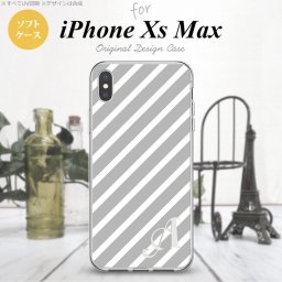 iPhoneXsMax iPhone XS Max スマホケース ソフトケース ストライプ グレー 白 +アルファベット メンズ レディース nk-ixm-tp713i