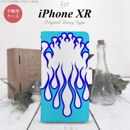 iPhoneXR iPhone XR 手帳型スマホケース カバー ファイヤー 炎 白 青  nk-004s-ipxr-dr1308