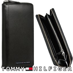 TOMMY HILFIGER トミーヒルフィガー ラウンドファスナー 長財布 メンズ レザー ブラック 31TL13X025 海外正規品 無料ラッピング可