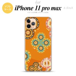 iPhone11ProMax iPhone11pro max スマホケース ソフトケース エスニック 花柄 オレンジ +アルファベット メンズ レディース nk-i11pm-tp1585i