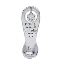 MiniBabySpoon☆小さなお花に誕生石を留めた お食い初めやメモリアルギフトに ベビースプーンペンダント