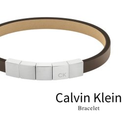 カルバンクライン 正規品 ショッパー付き レザーブレスレット メンズ シンプル おしゃれ ステンレス シルバー ブラウン 結婚記念日 誕生日 父 彼氏 夫 旦那 男友達 贈り物 ギフト 成人 卒業 入学