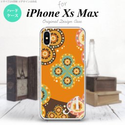 iPhoneXsMax iPhone XS Max スマホケース ハードケース エスニック 花柄 オレンジ 茶 +アルファベット メンズ レディース nk-ixm-1584i