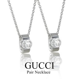 GUCCI グッチ ペアネックレス GGロゴ シルバー 925 メンズ レディース お揃い ペンダント 2本セット ユニセックス ブランド アクセサリー ペアジュエリー ギフト プレゼント 記念日 誕生日 大人 ペアギフト 成人 卒業 入学