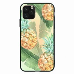 ラウンド型 ウルトラスリム 耐衝撃 背面ガラス 強化ガラス iPhone11対応ケース TPU ハードケース iPhone11ProMax iPhoneX/XS iPhoneXR iPhone8plus iPhone7 ケースアロハ パイナップイル ハワイアン トロピカル グラデーション