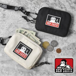 財布 BEN DAVIS ベンデイビス メンズ コンパクト レディース 紐付き ストラップ 首掛け ミニ財布 小さい フェス ネックウォレット ショルダーウォレット ポーチ 落下防止 薄い 高校生 中学生 小学生 ミニ 小物入れ 男性 男子 通学 おしゃれ ブラック ホワイト 黒 白 