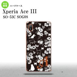 SO-53C SOG08 ワイモバイル Xperia Ace III スマホケース 背面ケース ハードケース 猫 花 黒 +アルファベット 2022年 6月発売 nk-so53c-1725i