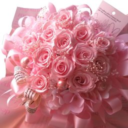 クリスマスプレゼント ピンクバラ プリザーブドフラワー 枯れない花 12本 花束風ギフト ケース付き クリスマスプレゼント 彼女 ダズンローズ