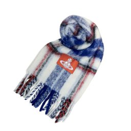 ヴィヴィアンウエストウッド Vivienne Westwood マフラー ストール アルパカ ウール 混 8103014F-W01BM-A405 レディース メンズ ユニセックス ホワイト+ネイビー