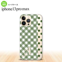 iPhone13ProMax iPhone13 Pro Max ケース ハードケース チェック ドット 白 緑 +アルファベット iPhone13 プロ マックス 6.7インチ おしゃれ かわいい メンズ レディース キッズ デザインたくさん nk-i13pm-1523i