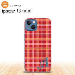 iPhone13mini iPhone13 mini ケース ソフトケース チェック B 赤 +アルファベット iPhone ミニ 5.4インチ  おしゃれ かわいい メンズ レディース キッズ デザインたくさん nk-i13m-tp432i