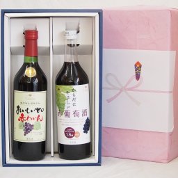 夏の贈り物お中元 感謝贈り物ボックス 赤ワイン2本セット(からだにやさしい赤葡萄赤ワイン720ml おいしい甘口 赤ワイン720ml)