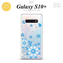 SC-04L SCV42 Galaxy S10+ スマホケース ソフトケース 花柄 ガーベラ 水色 メンズ レディース nk-s10p-tp802