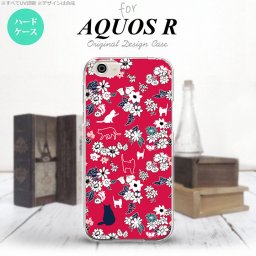【SH03J】【スマホケース/スマホカバー】【アクオス R】SH03J スマホケース AQUOS R SH-03J カバー アクオス R 猫と花 赤 nk-sh03j-1723【メール便送料無料】