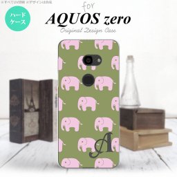 AQUOS zero アクオス ゼロ 801SH スマホケース カバー ハードケース ゾウ柄 モスグリーン イニシャル 対応 nk-801sh-773i[スマホ,スマホケース,スマホカバー,ケース,カバー,ジャケット]