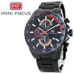 正規品 MINI FOCUS メンズ腕時計 クロノグラフ クォーツ 日付表示 ステンレスバンド かっこいい 腕時計 手表 メンズ ブラック 黒文字盤 高級感 おしゃれ ビジネス 大人 カジュアル 誕生日 プレゼント 男性 旦那 彼氏 ギフト 父の日 成人 卒業 入学
