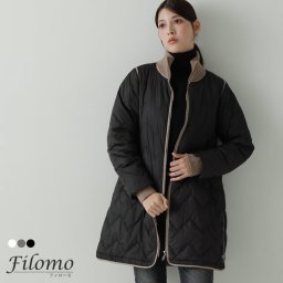 ダウンコート レディース ミドル ブランド Filomo ミドル丈 軽量 ダウン M L LL ベンチコート アウター ダウンジャケット バイカラー おしゃれ カジュアル 秋 冬 ジャケット 冬 秋 コート 防風 防寒 50代 40代 30代 ギフト プレゼント (08000294r) バレンタイン 成人祝い