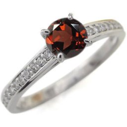 ガーネットリング ハーフエタニティ エンゲージリング 大粒 18K 婚約指輪
