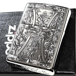 ZIPPO ライター アラベスク クロス おしゃれ ジッポ シルバー 十字架 中世模様 アンティーク 銀燻し 彫刻 かっこいい メンズ ギフト プレゼント