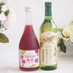 鍛高譚の梅酒と国産ワインセット(国産葡萄100％使用 おいしい日本ワイン 白ワイン やや辛口(山梨県)720ml鍛高譚梅酒720ml