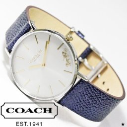 COACH コーチ 腕時計 PERRY 14503156 レディース シルバー メタリックネイビー レザー 新品 海外正規 無料ラッピング可