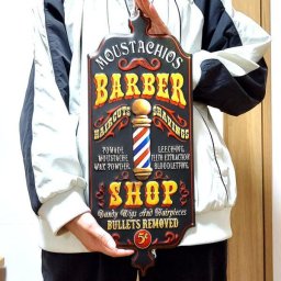 ブリキ看板 理容室 アメリカン アンティーク 壁掛け おしゃれ エンボスプレート BARBER SHOP かっこいい バーバー インテリア 雑貨 ガレージ 店舗 プレゼント ヴィンテージ 壁飾り ギフト バー カフェ
